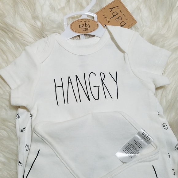 Rae Dunn Baby HANGRY 3-Pc Clothing Set w/Bib - Picture 2 of 8